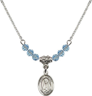 Saint Martha Birthstone Necklace | 1/2 inch | 4mm Beads