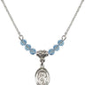 Saint Paul the Apostle Birthstone Necklace | 1/2 inch | 4mm Beads  Aqua Sterling Silver