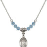 Saint Raphael the Archangel Birthstone Necklace | 1/2 inch | 4mm Beads  Aqua Sterling Silver