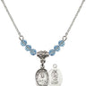 Scapular Birthstone Necklace | 1/2 inch | 4mm Beads  Aqua Sterling Silver