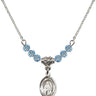 Saint Veronica Birthstone Necklace | 1/2 inch | 4mm Beads  Aqua Sterling Silver