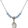 Our Lady of la Vang Birthstone Necklace | 1/2 inch | 4mm Beads  Aqua Sterling Silver