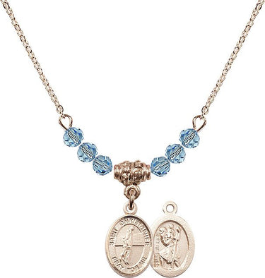 Saint Christopher Volleyball Birthstone Necklace | 1/2 inch | 4mm Beads