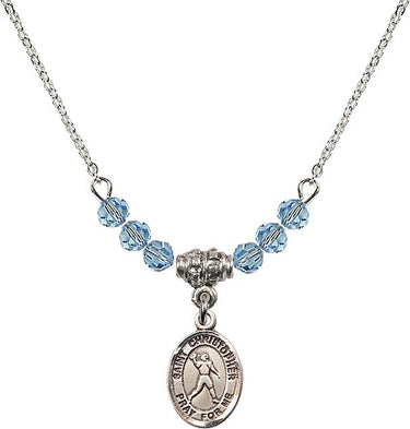 Saint Christopher Football Birthstone Necklace | 1/2 inch | 4mm Beads