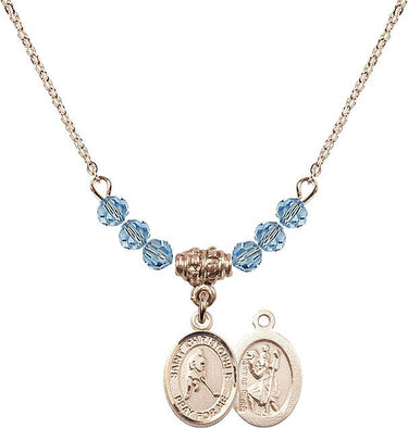 Saint Christopher Ice Hockey Birthstone Necklace | 1/2 inch | 4mm Beads