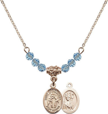 Saint Christopher Wrestling Birthstone Necklace | 1/2 inch | 4mm Beads