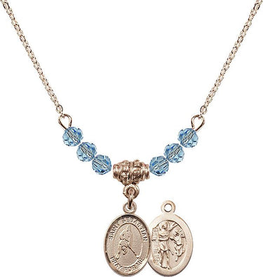 Saint Sebastian Ice Hockey Birthstone Necklace | 1/2 inch | 4mm Beads