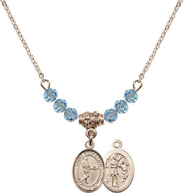 Saint Sebastian Tennis Birthstone Necklace | 1/2 inch | 4mm Beads
