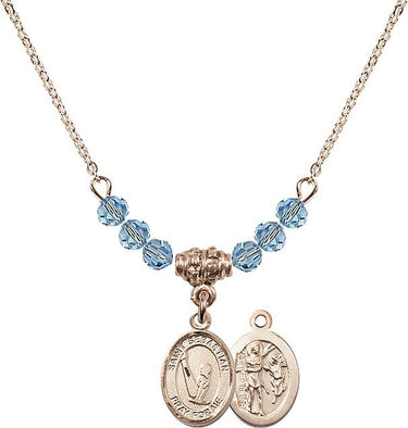 Saint Sebastian Gymnastics Birthstone Necklace | 1/2 inch | 4mm Beads