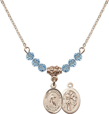 Saint Sebastian Rugby Birthstone Necklace | 1/2 inch | 4mm Beads