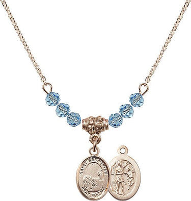 Saint Sebastian Fishing Birthstone Necklace | 1/2 inch | 4mm Beads