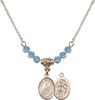 Saint Sebastian Rodeo Birthstone Necklace | 1/2 inch | 4mm Beads