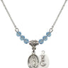 Our Lady of Guadalupe Birthstone Necklace | 1/2 inch | 4mm Beads  Aqua Sterling Silver