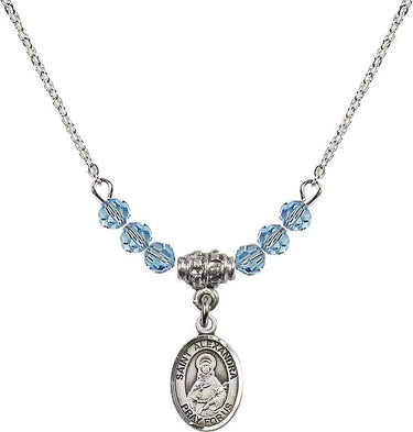 Saint Alexandra Birthstone Necklace | 1/2 inch | 4mm Beads
