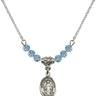 Our Lady of Lebanon Birthstone Necklace | 1/2 inch | 4mm Beads  Aqua Sterling Silver