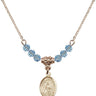 Saint Deborah Birthstone Necklace | 1/2 inch | 4mm Beads  Aqua 14kt Gold Filled