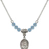 Saint Lidwina of Schiedam Birthstone Necklace | 1/2 inch | 4mm Beads  Aqua Sterling Silver