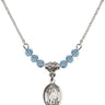 Saint Amelia Birthstone Necklace | 1/2 inch | 4mm Beads  Aqua Sterling Silver