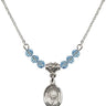 Saint Gianna Beretta Molla Birthstone Necklace | 1/2 inch | 4mm Beads  Aqua Sterling Silver