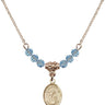 Saint Kenneth Birthstone Necklace | 1/2 inch | 4mm Beads  Aqua 14kt Gold Filled