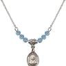 Saint Rafta Birthstone Necklace | 1/2 inch | 4mm Beads  Aqua Sterling Silver