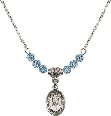 Collar de Santa Josefina Bakhita con piedra de nacimiento | 1/2 pulgada | Cuentas de 4 mm
