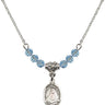 Saint Rose Philippine Duchesne Birthstone Necklace | 1/2 inch  Aqua Sterling Silver
