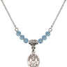 Saint Andrew Kim Taegon Birthstone Necklace | 1/2 inch | 4mm Beads  Aqua Sterling Silver