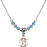 Saint Regis Birthstone Necklace | 1/2 inch | 4mm Beads  Aqua Sterling Silver