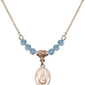 Saint Jadwiga of Poland Birthstone Necklace | 1/2 inch | 4mm Beads  Aqua 14kt Gold Filled
