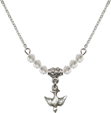 Sterling Holy Spirit Birthstone Necklace | 1/2 inch | 4mm Beads