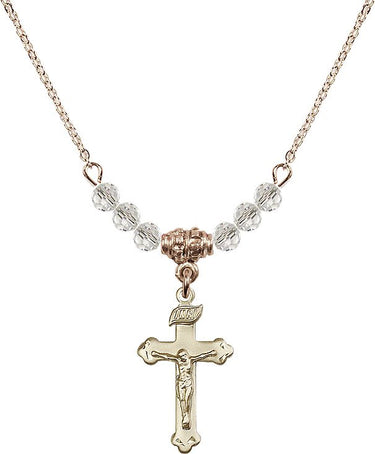 Sterling Crucifix Birthstone Necklace | 7/8 inch | 4mm Beads
