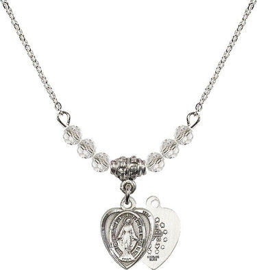 Miraculous Medal Birthstone Necklace for Women | 1/2 inch
