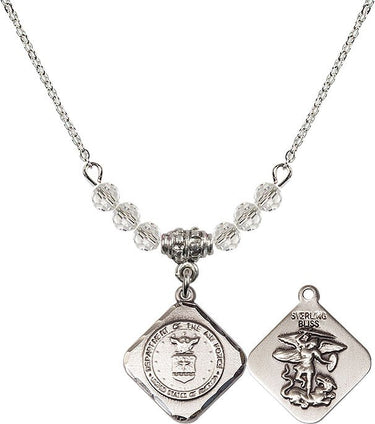 St. Michael Air Force Diamond Birthstone Necklace | 3/4 inch