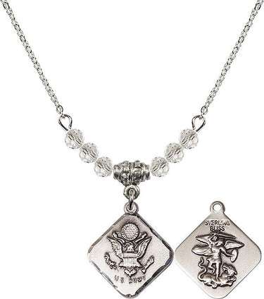 St. Michael Army Diamond Birthstone Necklace | 3/4 inch