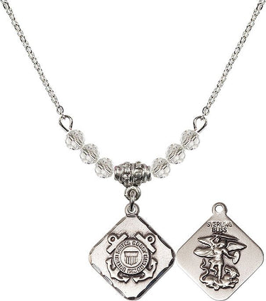 St. Michael Coast Guard Diamond Birthstone Necklace | 3/4 inch