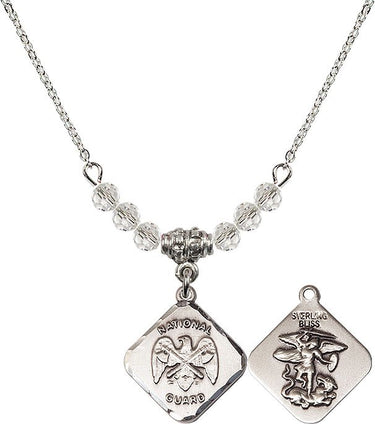 St. Michael Nat'l Guard Diamond Birthstone Necklace | 3/4 inch