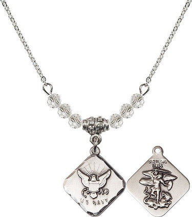 St. Michael Navy Diamond Birthstone Necklace | 3/4 inch