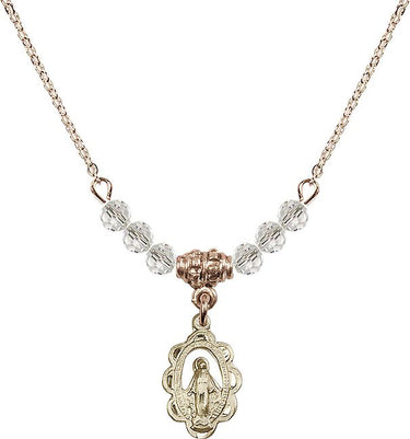 Sterling Miraculous Medal Birthstone Necklace | 1/2 inch | 4mm Beads | N20-1610