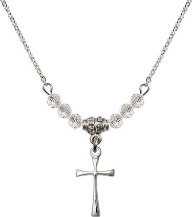 Maltese Cross Birthstone Necklace | 3/4 inch | 4mm Beads