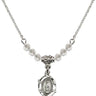 Miraculous Medal Birthstone Necklace | 5/8 inch | 4mm Beads  Crystal Sterling Silver