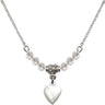 Heart Birthstone Necklace | 1 1/8 inch | 4mm Beads  Crystal Sterling Silver