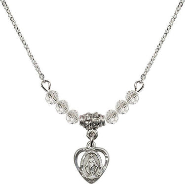Miraculous Medal Birthstone Necklace | 3/8 inch | 4mm Beads