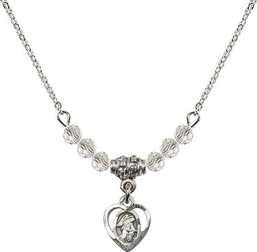 Sterling Guardian Angel Birthstone Necklace | 3/8 inch | 4mm Beads