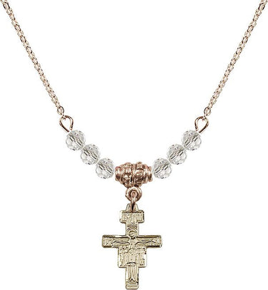 San Damiano Crucifix Birthstone Necklace | 5/8 inch | 4mm Beads