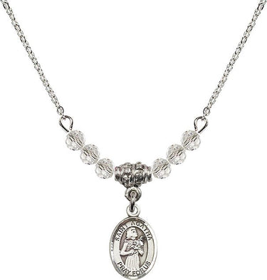 Saint Agatha Birthstone Necklace | 1/2 inch | 4mm Beads