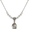 Saint Charles Borromeo Birthstone Necklace | 1/2 inch | 4mm Beads  Crystal Sterling Silver