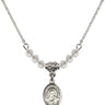 Saint Francis de Sales Birthstone Necklace | 1/2 inch | 4mm Beads  Crystal Sterling Silver