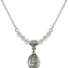 Saint Luke the Apostle Birthstone Necklace | 1/2 inch | 4mm Beads  Crystal Sterling Silver