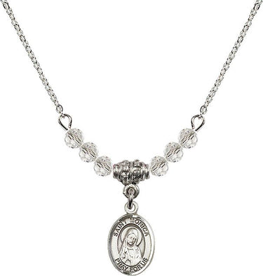 Collar de Santa Mónica con piedra de nacimiento | 1/2 pulgada | Cuentas de 4 mm
